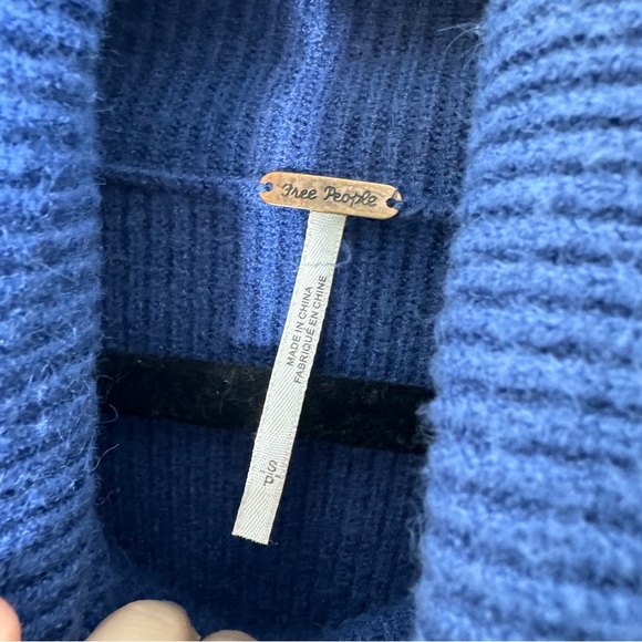 Free People Ribbed Colorblock Turtleneck Sweater - Blue, Gray, and Yellow S - Picture 8 of 10